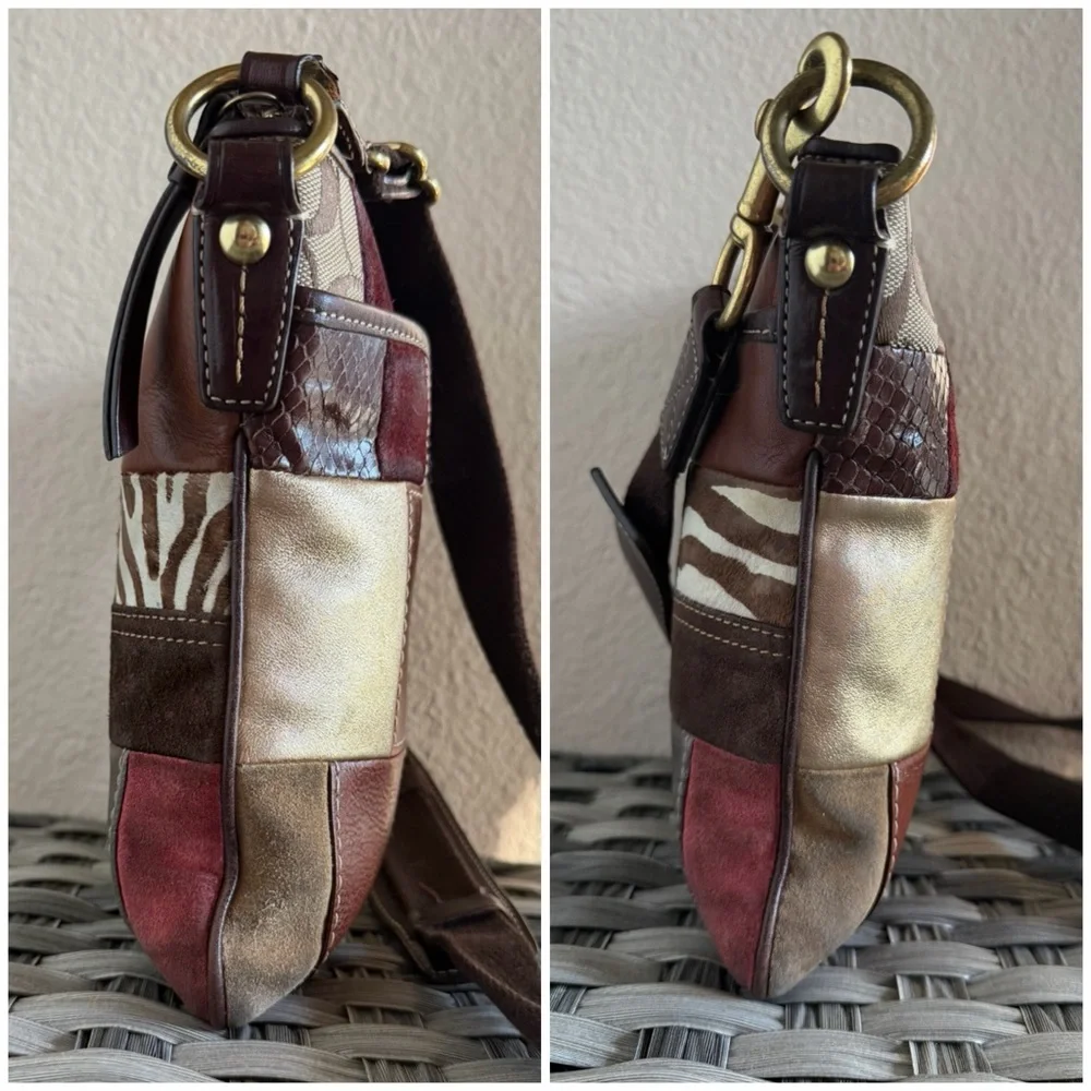 Coach Patchwork Crossbody Swingpack – Multicolor Leather & Suede Mix - Picture 4 of 16